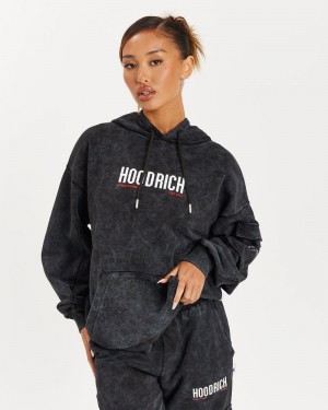 Black Wash / Red Women's Hoodrich Peak Hoodie | USA WGKQLS372