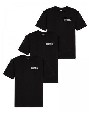 Black / White Men's Hoodrich OG Core 3 Pack T-Shirt | USA FTAIKN297