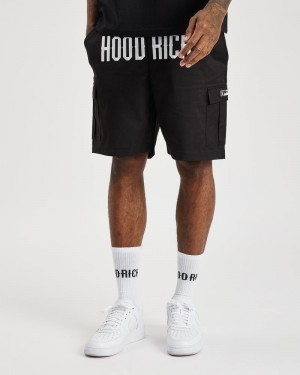 Black / White Men's Hoodrich OG Trek Cargo Shorts | USA SZDRGA024