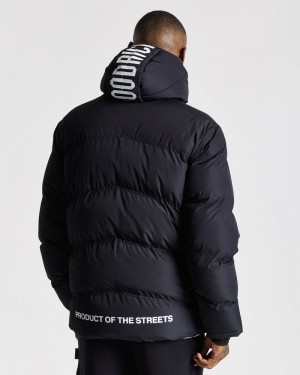 Black / White Men's Hoodrich Vern Puffer Jacket | USA BYCJLA540