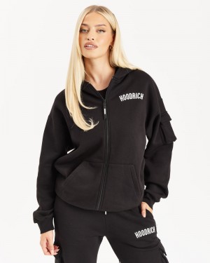 Black / White Women's Hoodrich OG Luna Full Zip Hoodie | USA EJRYKT274