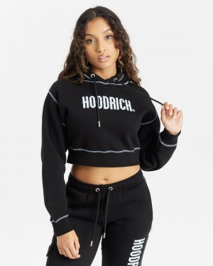 Black / White / Blue Women's Hoodrich OG Distinct Cropped Hoodie | USA PLOTVQ876