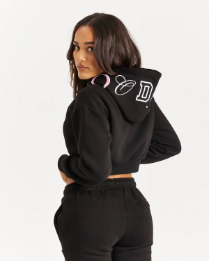 Black / White / Pink Women's Hoodrich OG Calor Cropped Hoodie | USA TIPDWM480