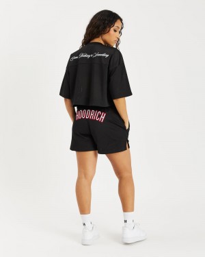 Black / White / Red Women's Hoodrich OG Court Shorts | USA EJUCAR402