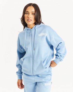 Blue / White Women's Hoodrich OG Staple Full Zip Hoodie | USA HPGAXN901