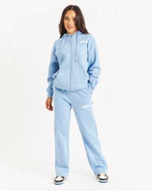 Blue / White Women's Hoodrich OG Staple Wide Leg Joggers | USA GIUMTV940