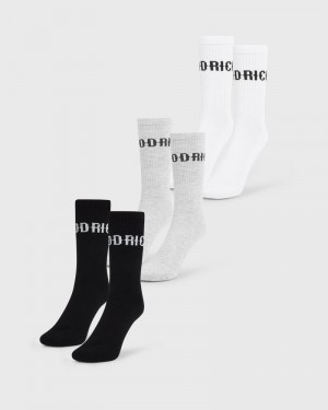 Grey / White / Black Men's Hoodrich OG Core 3 Pack Crew Socks | USA VETLNK398