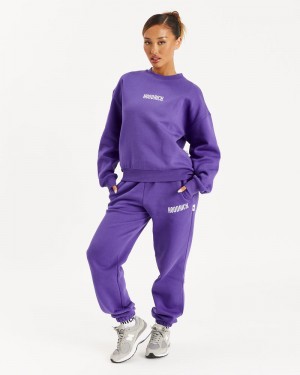 Purple / White Women's Hoodrich OG Storm Joggers | USA GMNQVZ201