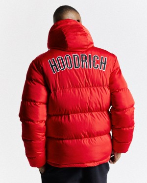 Red / Black Men's Hoodrich OG Stack Puffer Jacket | USA JWEGVK457