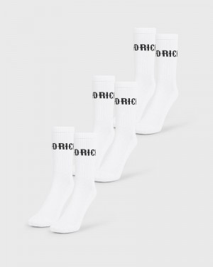 White / Black Men's Hoodrich OG Core 3 Pack Crew Socks | USA EWBQOS349