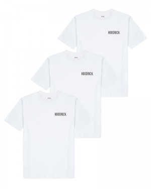 White / Black Men's Hoodrich OG Core 3 Pack T-Shirt | USA RVZWNM237