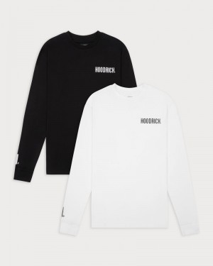 White / Black Men's Hoodrich OG Core Long Sleeve 2 pack T-Shirt | USA IFOGJW670