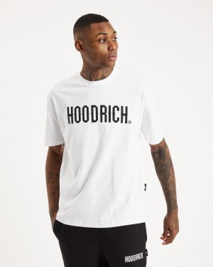 White / Black Men's Hoodrich OG Core T-Shirt | USA BHUZCR482