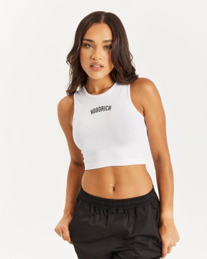 White / Black Women's Hoodrich OG Core Cropped Tank Tops | USA WBLNTV345