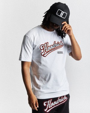 White / Black / Red Men's Hoodrich Stadium T-Shirt | USA QEZLXK329