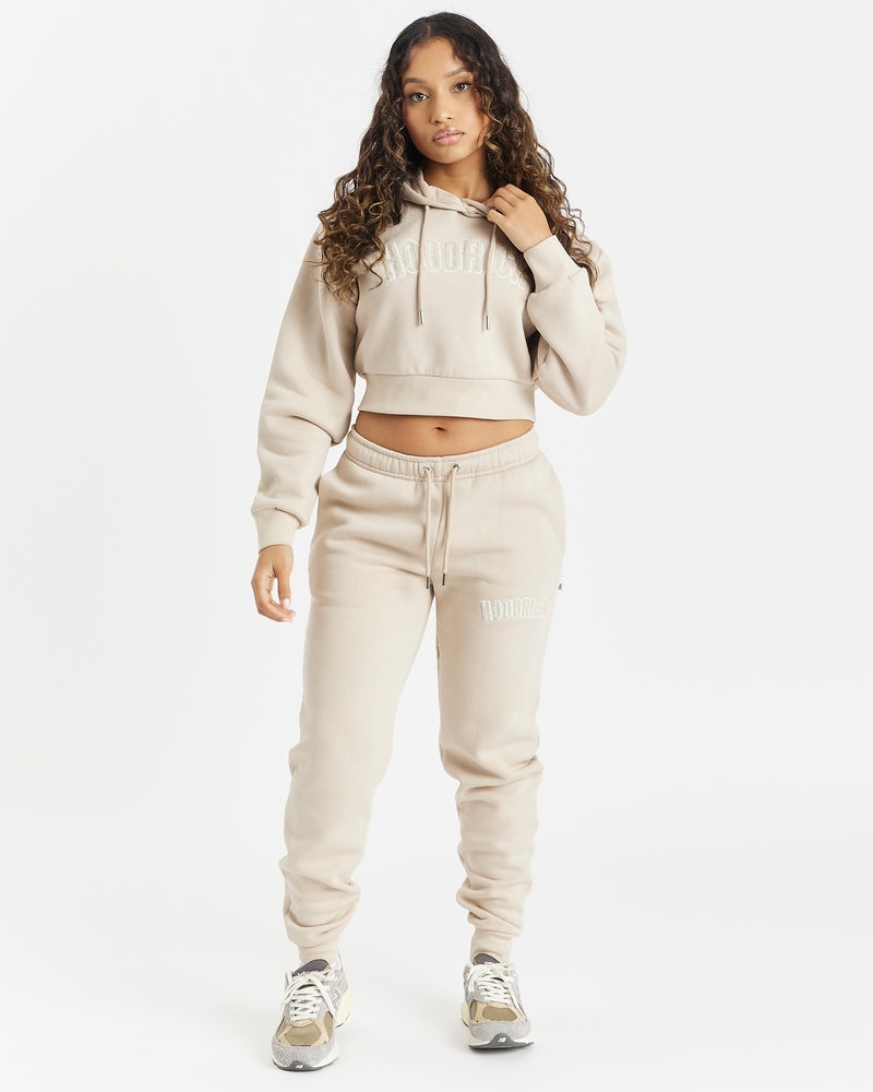 Beige / White Women's Hoodrich OG Kraze Cropped  Hoodie | USA SXUEML964