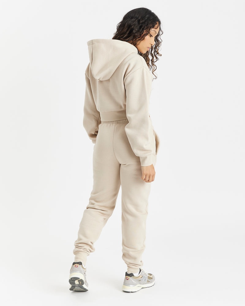 Beige / White Women's Hoodrich OG Kraze Cropped  Hoodie | USA SXUEML964