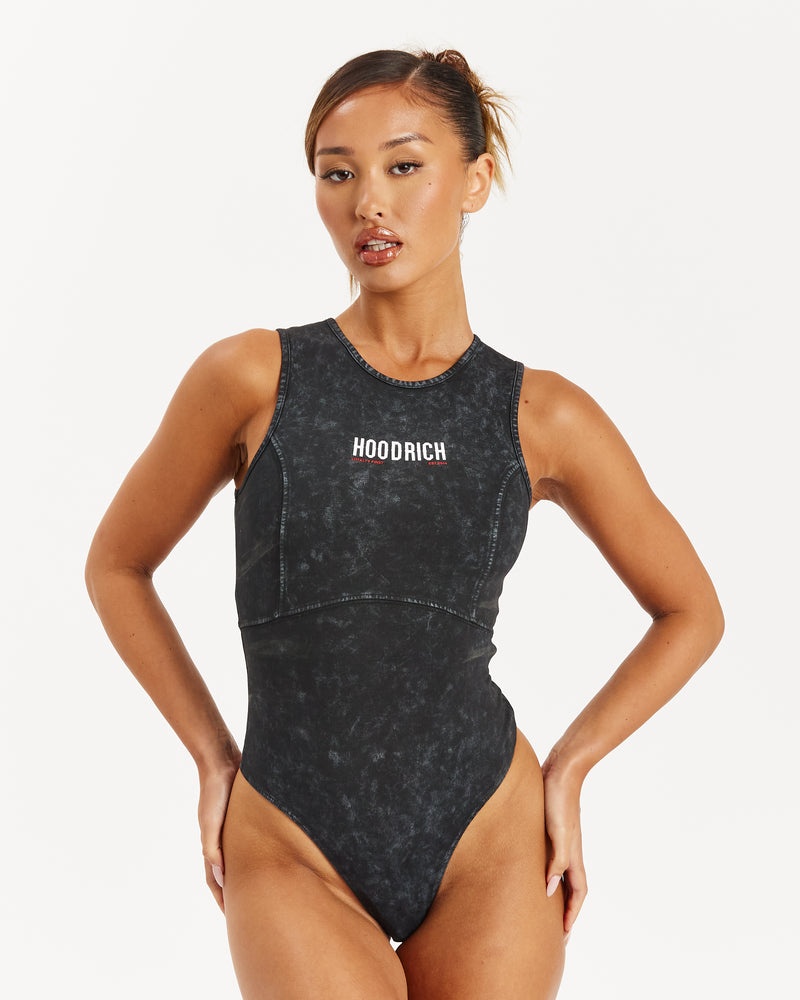 Black Wash / Red Women's Hoodrich Peak Bodysuit | USA XPALUI265