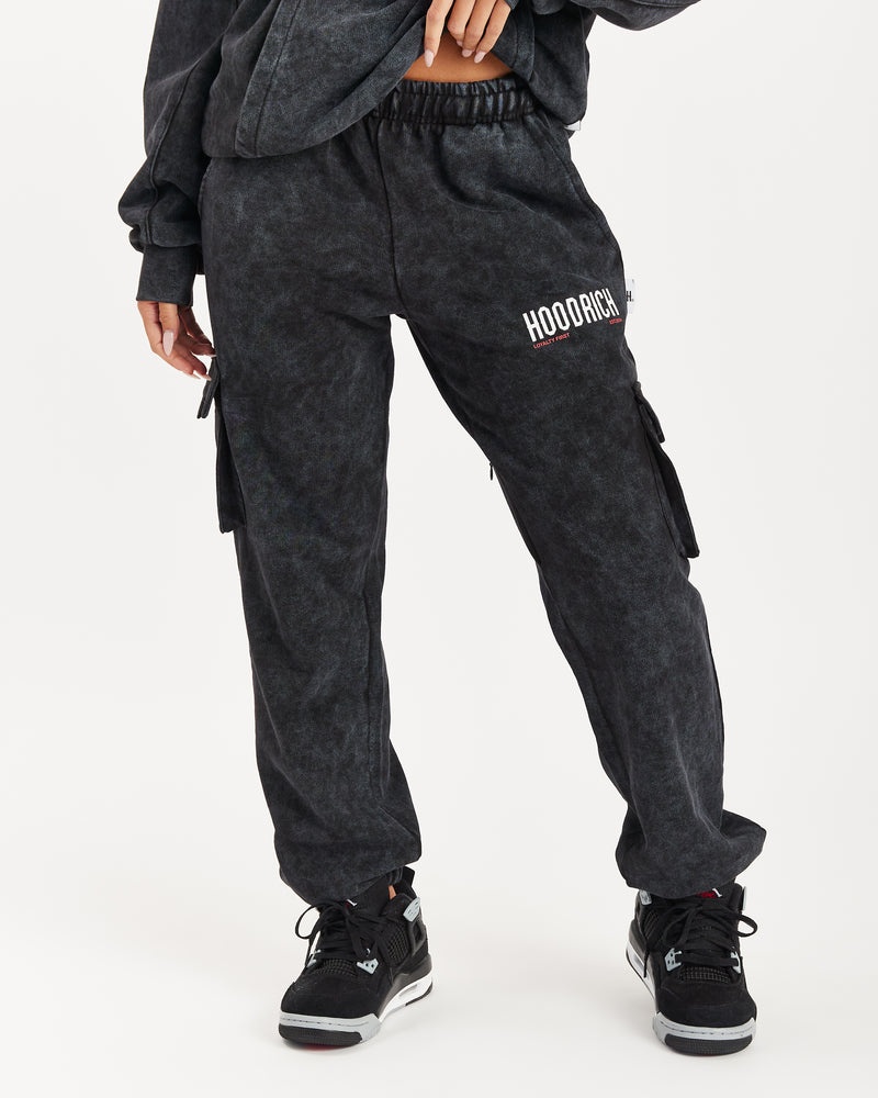 Black Wash / Red Women's Hoodrich Peak Cargo Joggers | USA QFVCXM016