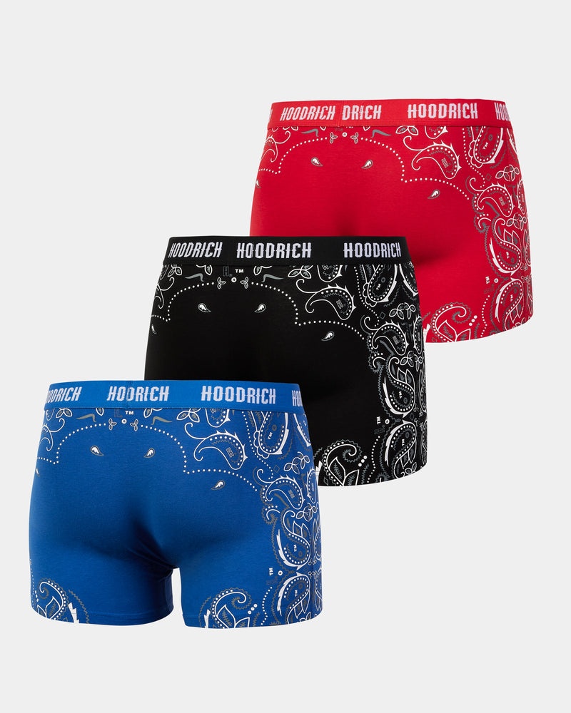 Black / Red / Blue Men's Hoodrich Boteh 3 Pack Boxers | USA PXTCZI961