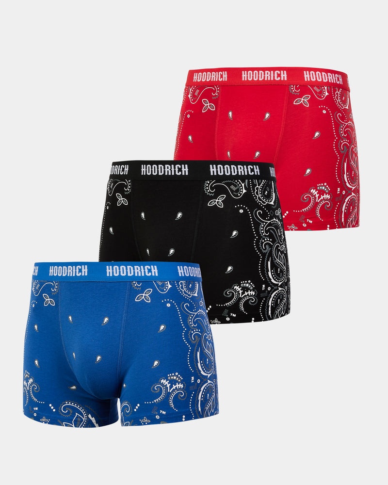 Black / Red / Blue Men\'s Hoodrich Boteh 3 Pack Boxers | USA PXTCZI961