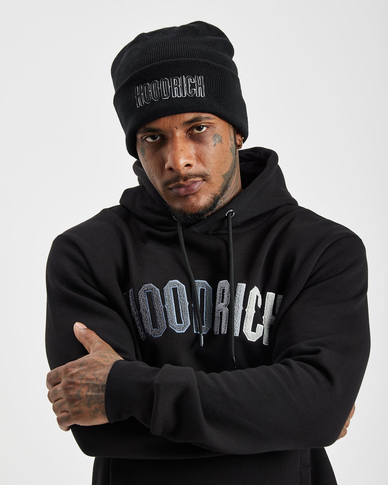 Black / White Men's Hoodrich OG Stack Beanie | USA BPDJWV206