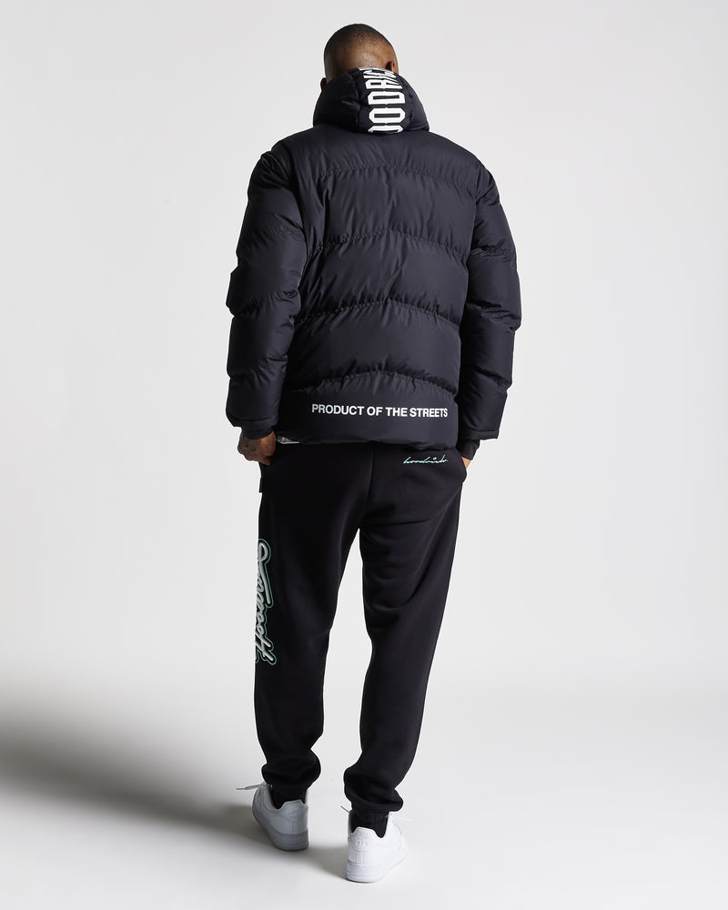 Black / White Men's Hoodrich Vern Puffer Jacket | USA BYCJLA540