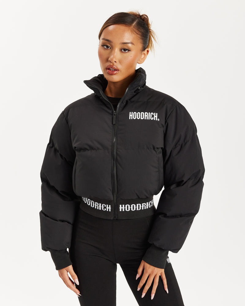 Black / White Women's Hoodrich Ari Puffer Jacket | USA WISKQB287