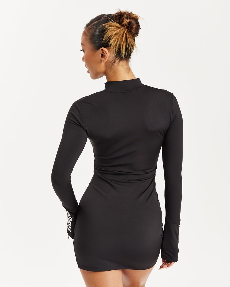 Black / White Women's Hoodrich Aspect Dress | USA DHLXFK872