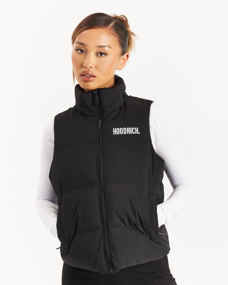 Black / White Women\'s Hoodrich Cara Gilet | USA RTQDIN925