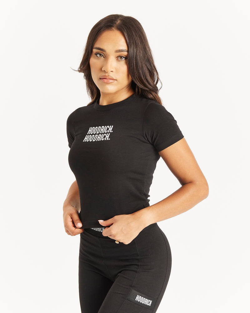 Black / White Women's Hoodrich OG Intel V2 Fitted T-Shirt | USA GBZFJR819