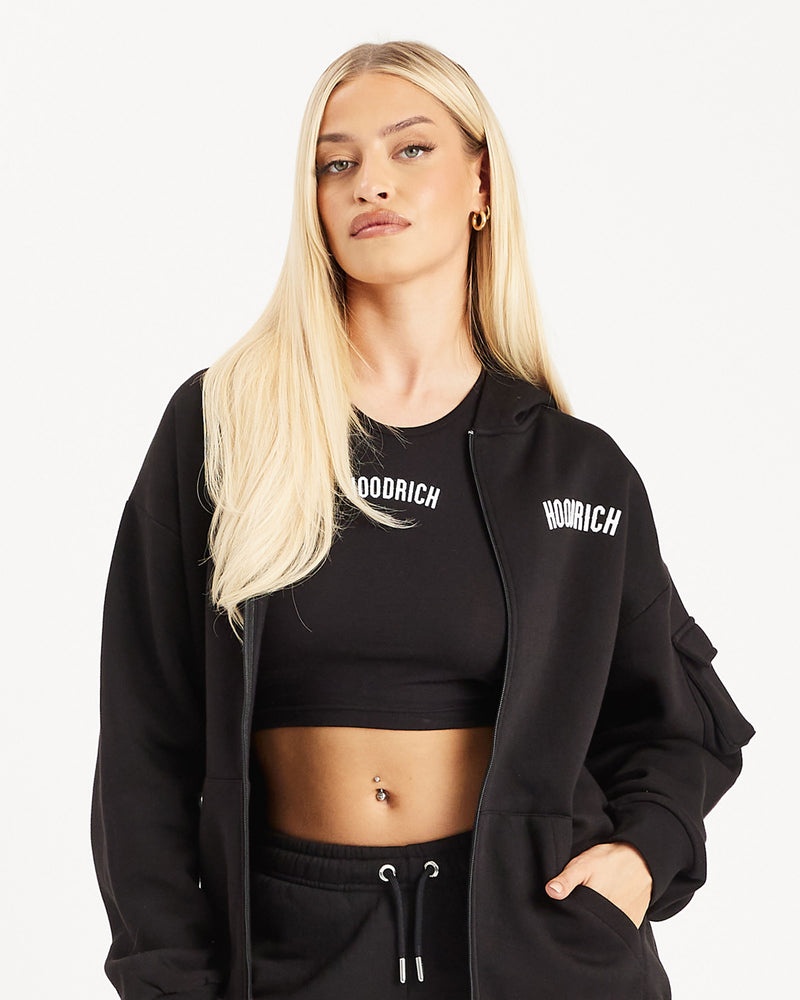 Black / White Women's Hoodrich OG Luna Full Zip Hoodie | USA EJRYKT274