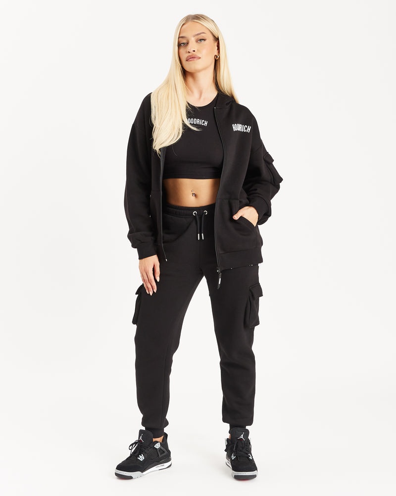 Black / White Women's Hoodrich OG Luna Full Zip Hoodie | USA EJRYKT274