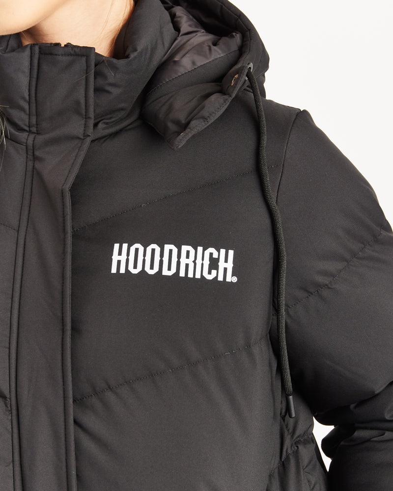 Black / White Women's Hoodrich OG Sia Longline Puffer Jacket | USA HFZKJB870