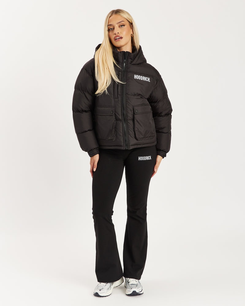 Black / White Women's Hoodrich Thea Puffer Jacket | USA ZLDQFP240