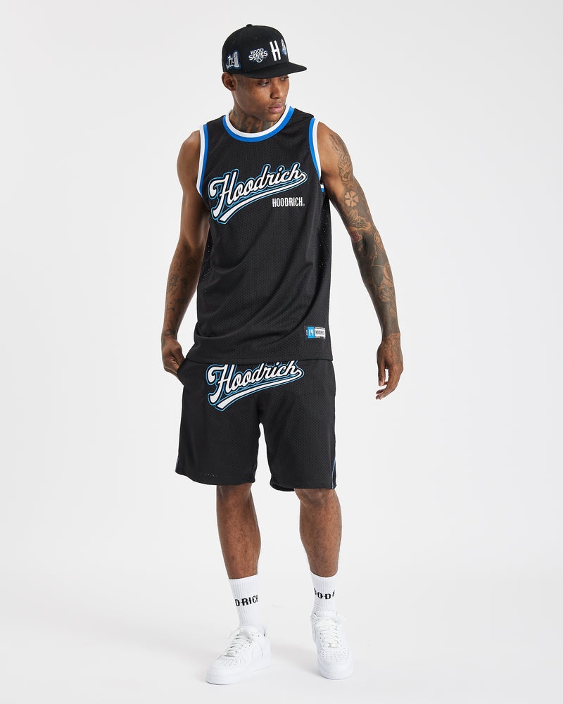 Black / White / Blue Men's Hoodrich Stadium Basketball Shorts | USA PMRZEN087