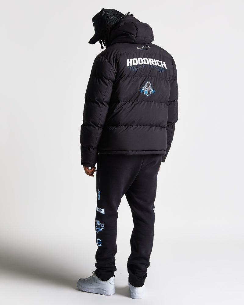 Black / White / Blue Men's Hoodrich Stadium Puffer Jacket | USA EYJDFM702