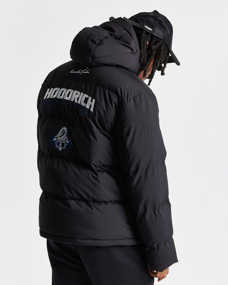 Black / White / Blue Men's Hoodrich Stadium Puffer Jacket | USA EYJDFM702