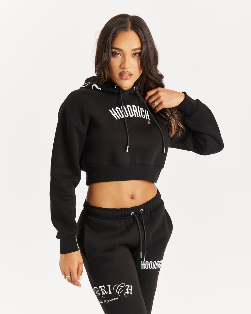 Black / White / Pink Women's Hoodrich OG Calor Cropped Hoodie | USA TIPDWM480