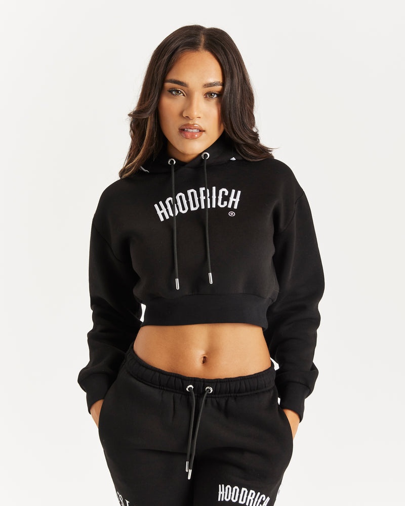 Black / White / Pink Women's Hoodrich OG Calor Cropped Hoodie | USA TIPDWM480