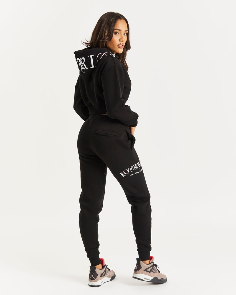 Black / White / Pink Women's Hoodrich OG Calor Cropped Hoodie | USA TIPDWM480