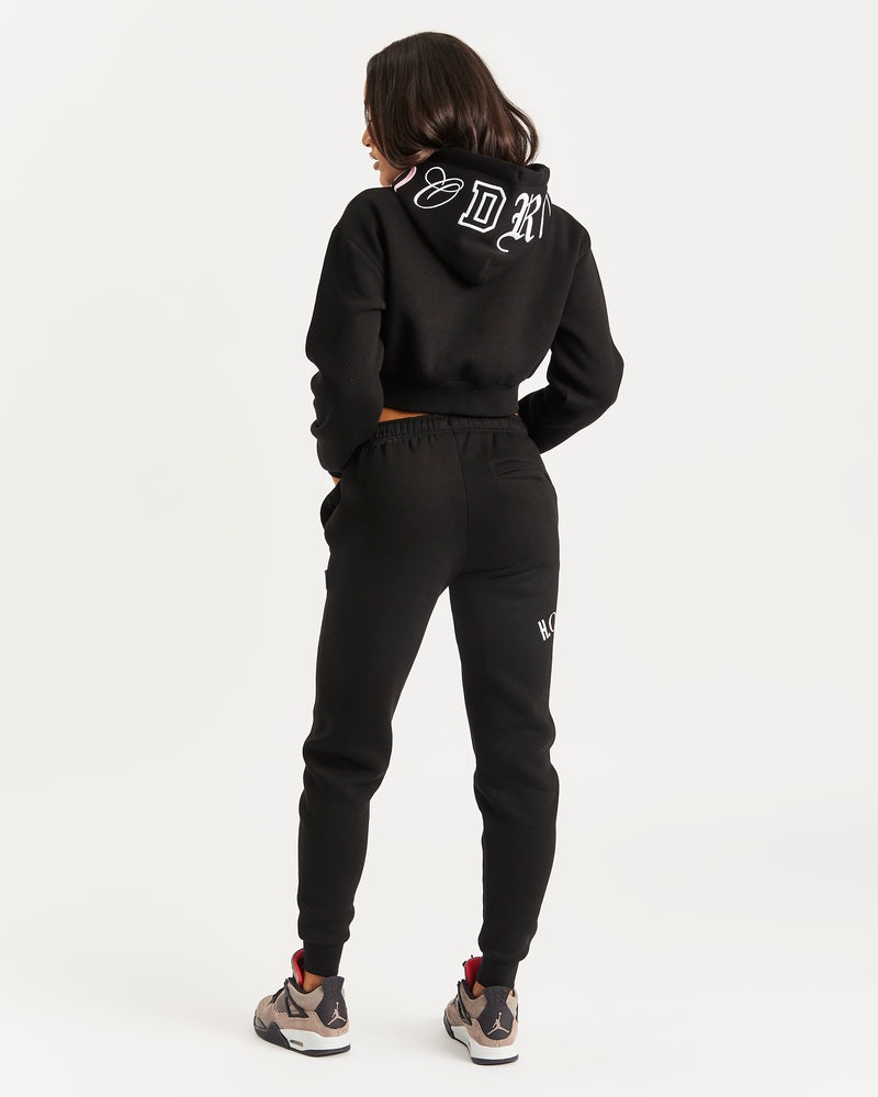 Black / White / Pink Women's Hoodrich OG Calor Cropped Hoodie | USA TIPDWM480