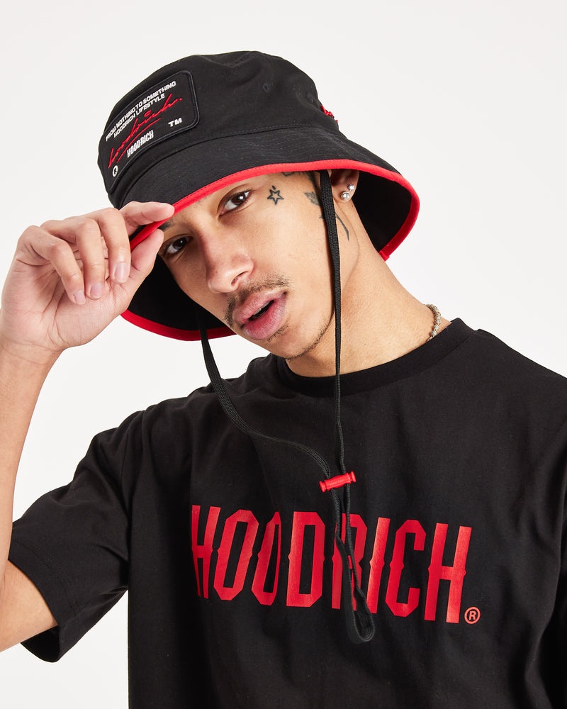 Black / White / Red Men's Hoodrich OG Cruzade Bucket Hat | USA EBCFQA231