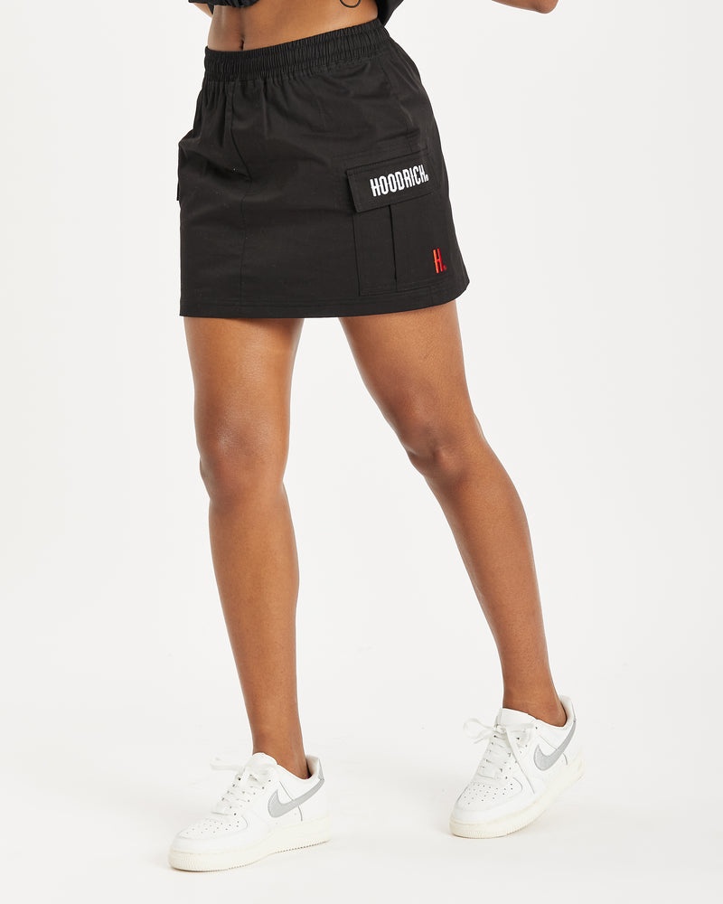 Black / White / Red Women's Hoodrich OG Combat Cargo Skirt | USA MAXLRQ854