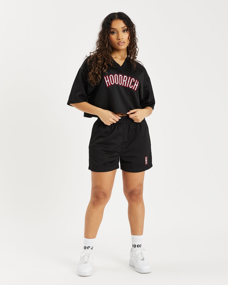 Black / White / Red Women's Hoodrich OG Court Cropped T-Shirt | USA SCGVPM058