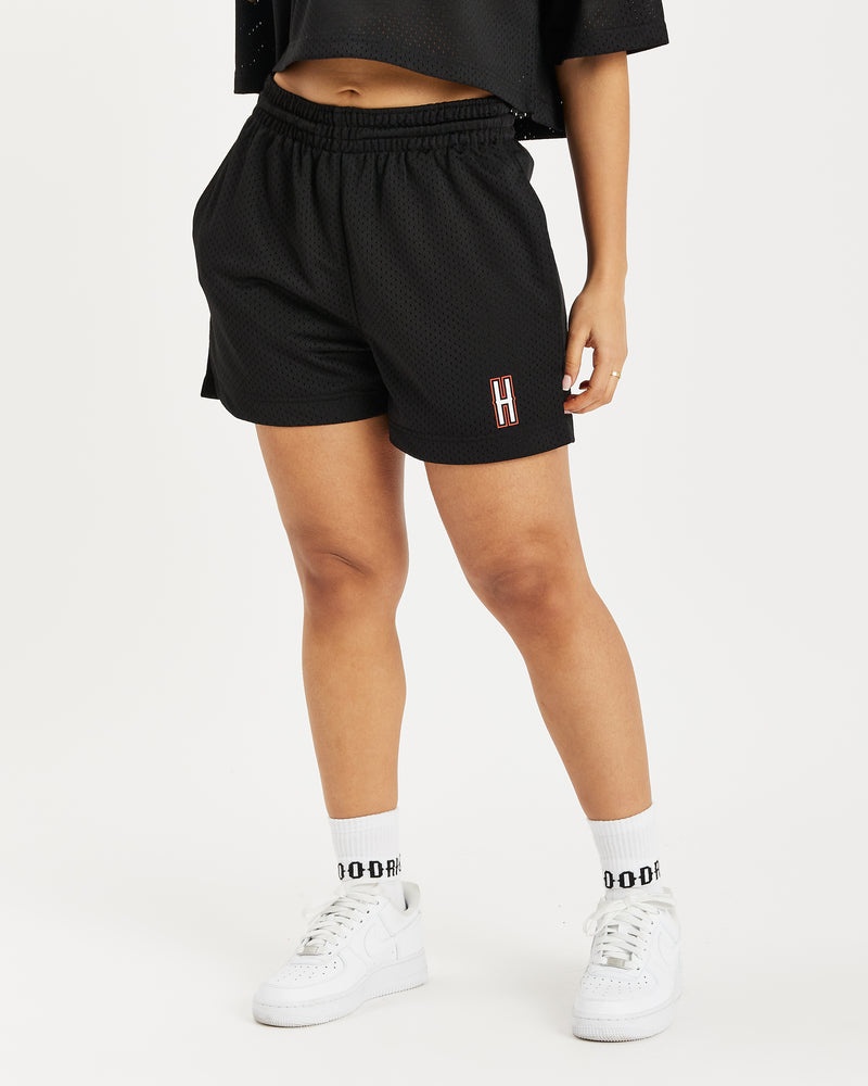 Black / White / Red Women's Hoodrich OG Court Shorts | USA EJUCAR402