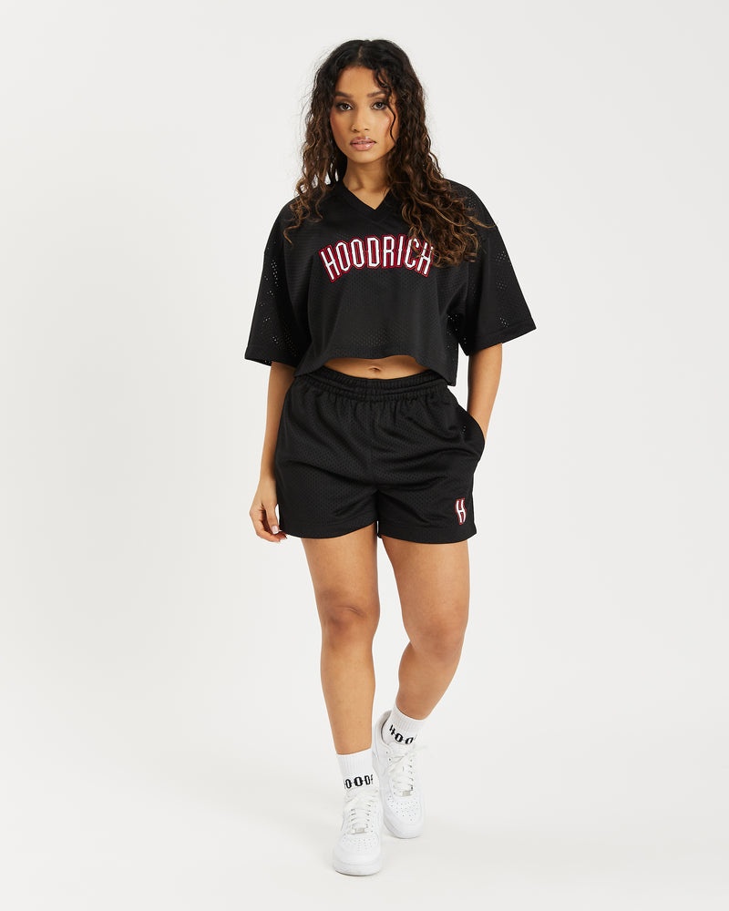 Black / White / Red Women's Hoodrich OG Court Shorts | USA EJUCAR402