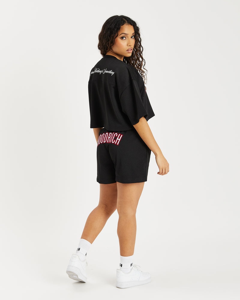 Black / White / Red Women's Hoodrich OG Court Shorts | USA EJUCAR402