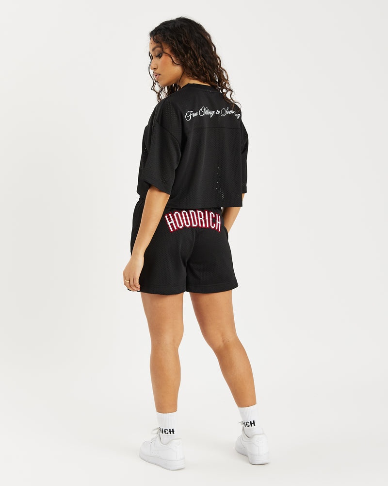 Black / White / Red Women's Hoodrich OG Court Shorts | USA EJUCAR402