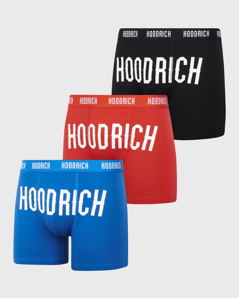 Blue / Black / Red Men\'s Hoodrich OG Charge 3 Pack Boxers | USA EVADTL495